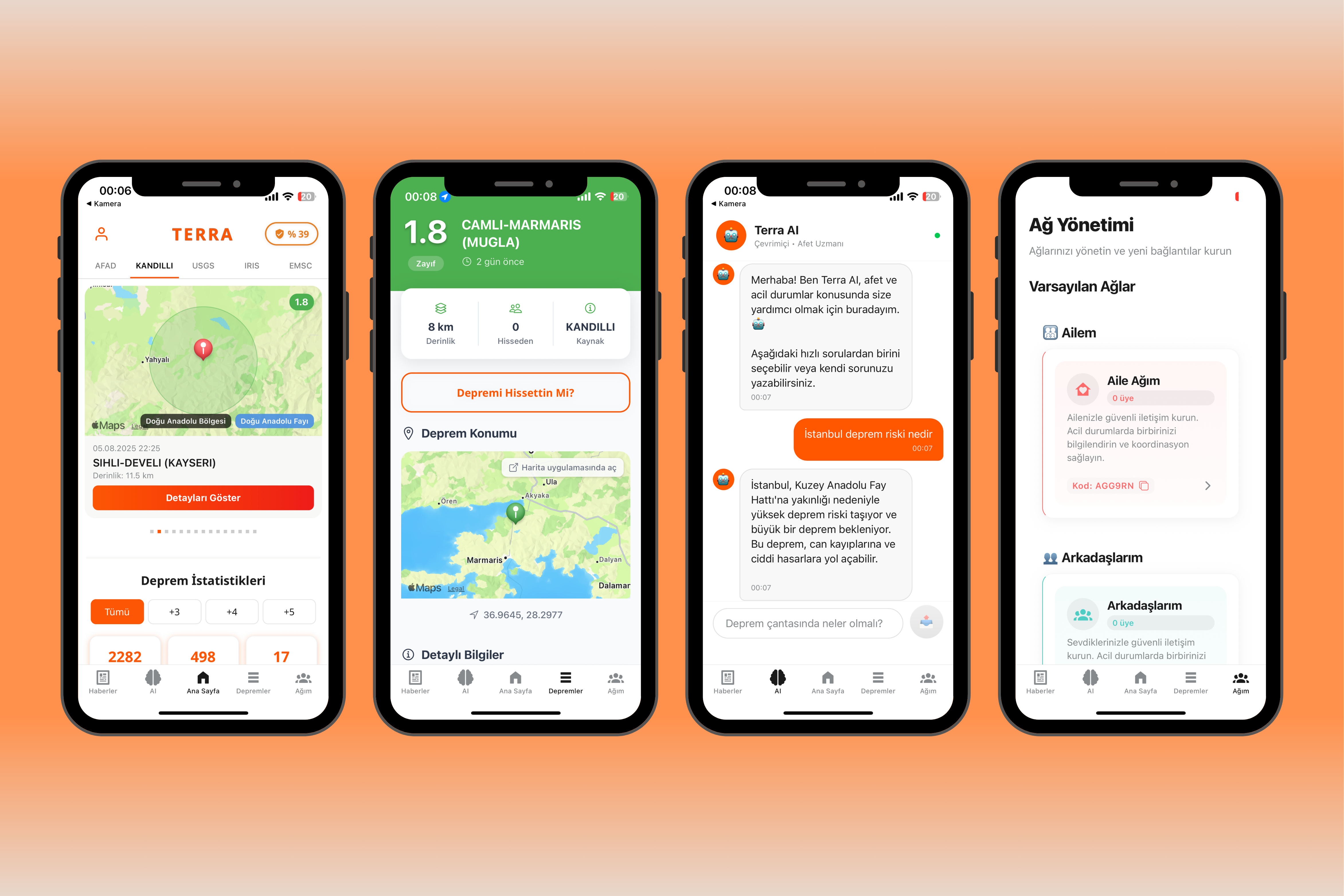 Terra dashboard - Deprem takibi, AI destekli analiz ve ağ yönetimi